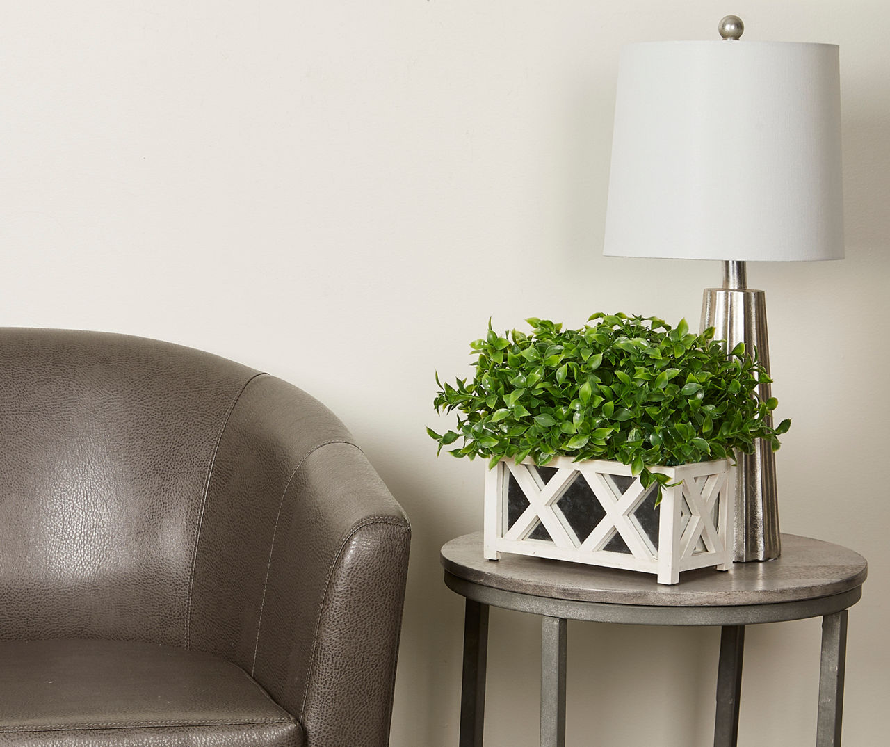 Greenery in Galvanized Metal & Wood Planter