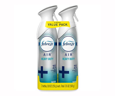Febreze Odor-Eliminating Air Freshener, Heavy Duty Crisp Clean, Pack of 2, 8.8 fl oz each