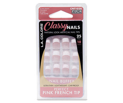 Classy Nails Pink French Tip 25-Piece Nail Set