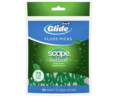 Oral-B Glide Mint Dental Floss Picks with Long Lasting Scope Flavor, 75 Picks