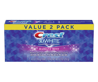 Crest 3D White, Whitening Toothpaste Radiant Mint, 4.1 oz, Pack of 2