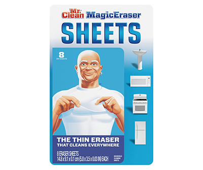 Mr. Clean Magic Eraser Cleaning Sheets, the power of a Magic Eraser in a thin, flexible, disposable sheet, 8 count