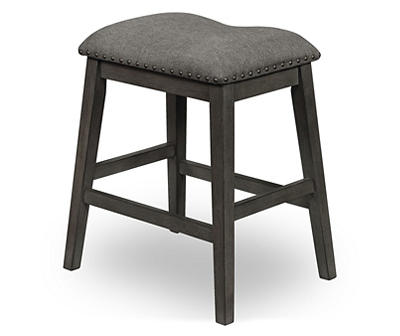 Raleigh Gray Backless Upholstered Pub Stools, 2-Pack