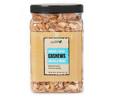 Roasted Salted Halves & Pieces Cashews, 30 Oz.