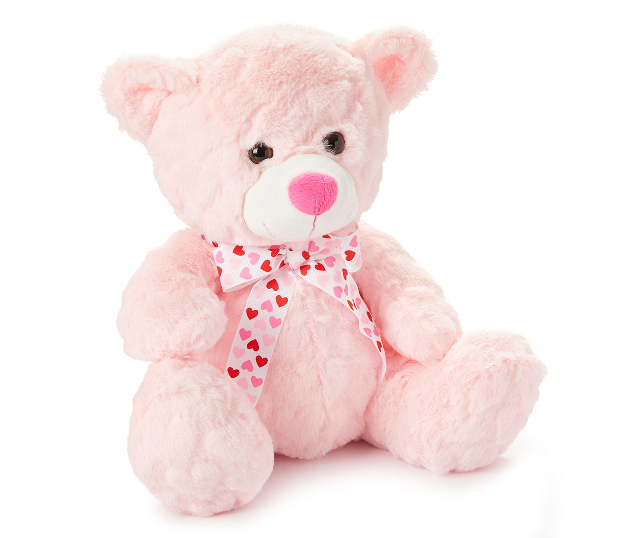 Pink Sitting Plush Bear With Heart Bow Big Lots