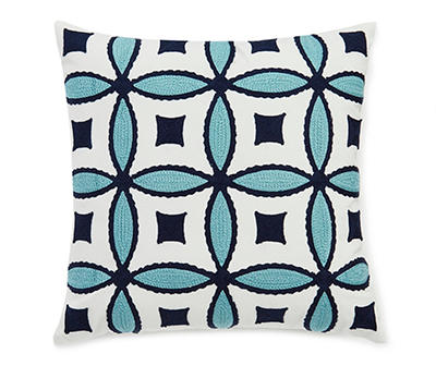 Hallie Blue & White Geometric Throw Pillow