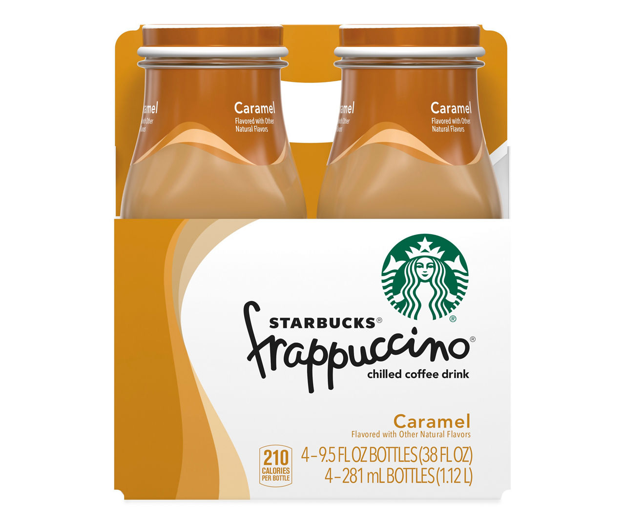 Starbucks Frappuccino Coffee Drink, Caramel, 9.5 oz Glass Bottles, 4 Count