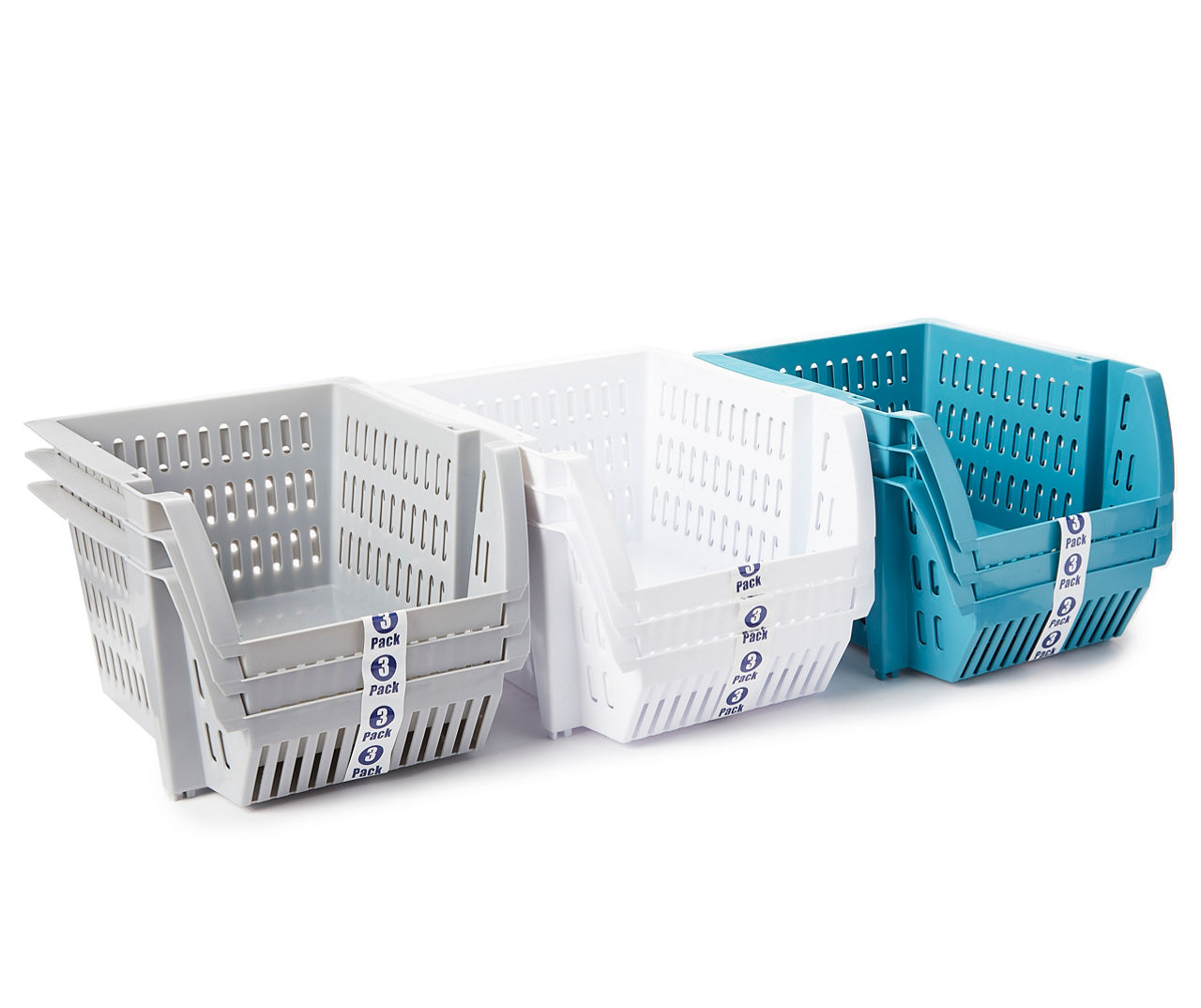 White Small Stacking Bins, 3-Pack