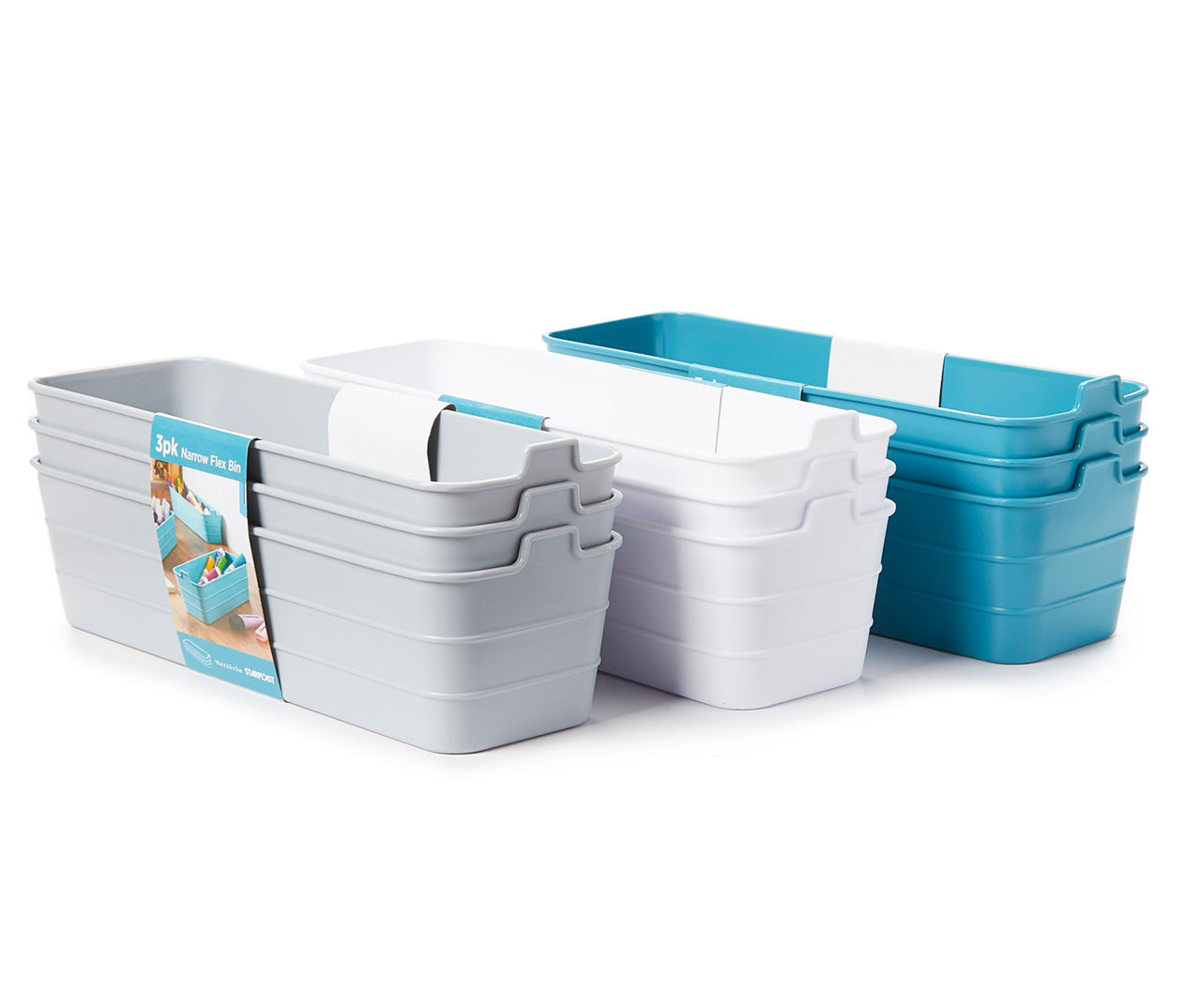 Starplast - Blue Small Stacking Bins, 3-Pack