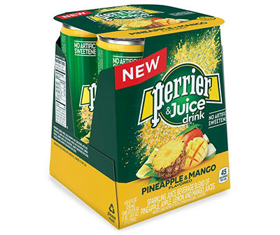Perrier Fusions, Pineapple and Mango Flavor, 8.45 Fl Oz. Cans (Pack of 4)