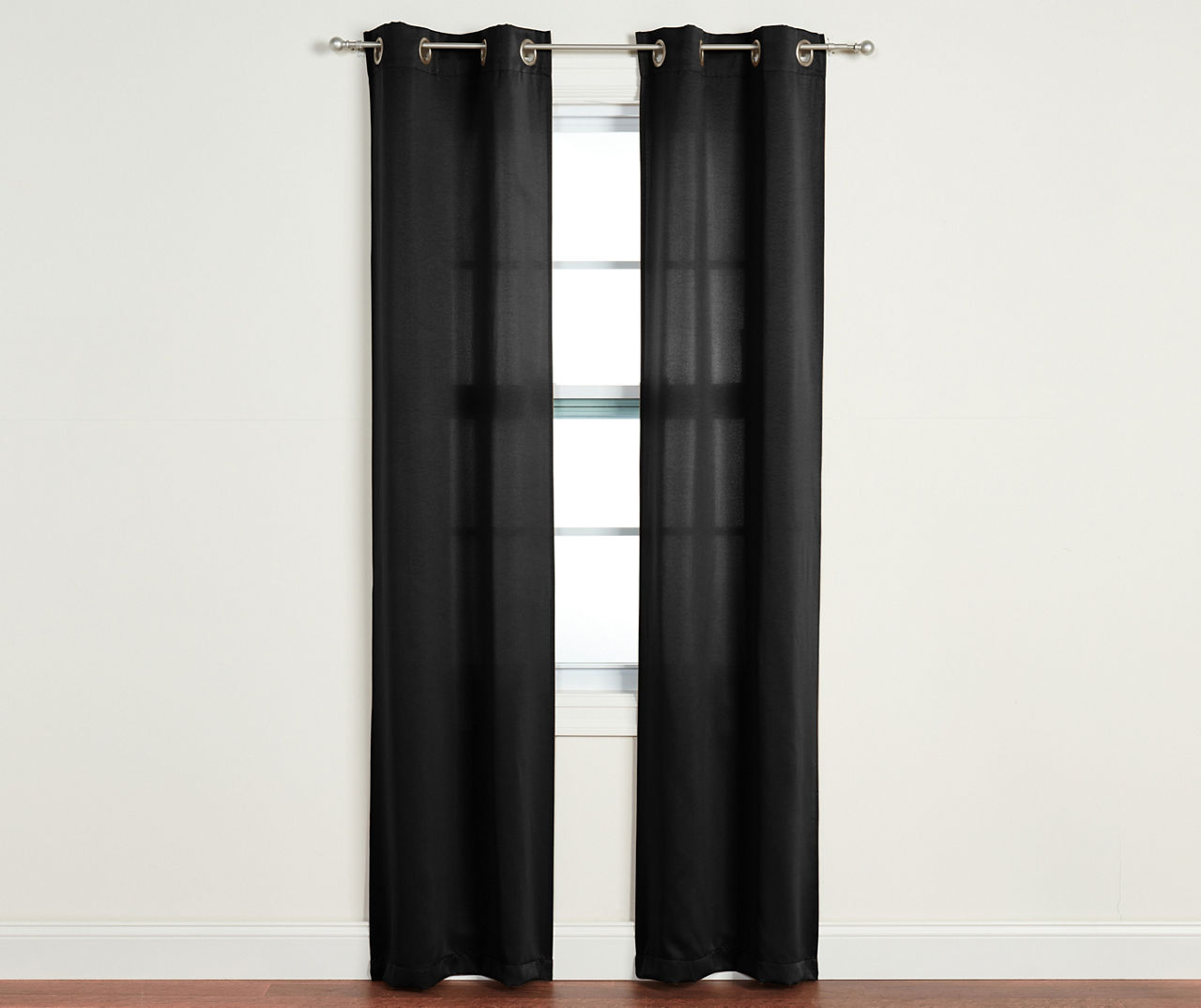 4-Piece Putnam Black Room-Darkening Curtain Panels Set, (84")