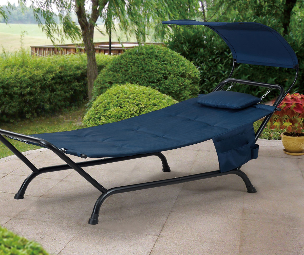 Navy Deluxe Padded Hammock with Canopy