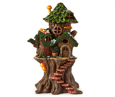 Fairy Garden Tree House Solar Statuary