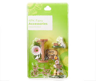 Fairy Garden Bike & Dog 4-Piece Accessory Set