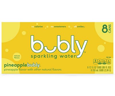 Bubly Sparkling Water Pineapple 12 Fl Oz 8 Count Cans