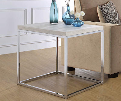 Snyder Chrome & Wood Square End Table