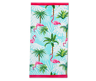 Tropical Flamingo Beach Towel
