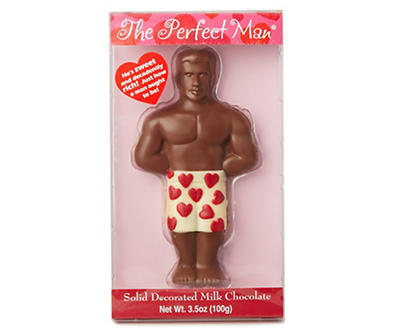 The Perfect Man Valentine's Solid Decorated Milk Chocolate, 3.5 Oz.
