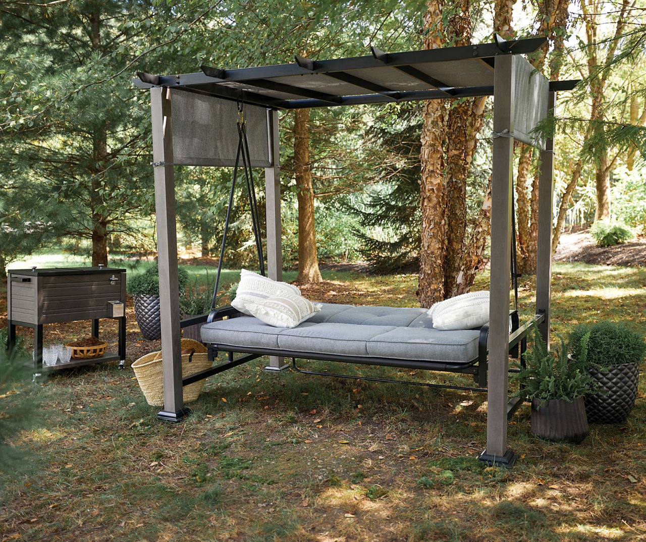 Broyhill Pergola Cushioned Daybed 3-Person Patio Swing | Big Lots