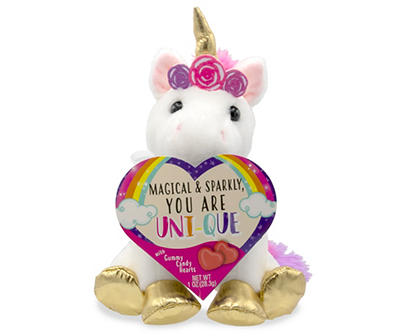 Unicorn Plush with Candy Hearts, 1 Oz.