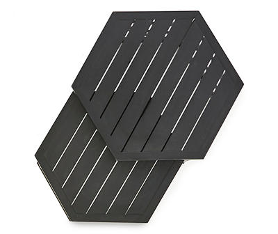 Verrado Black Hexagon 2-Piece Nesting Patio Coffee Table Set