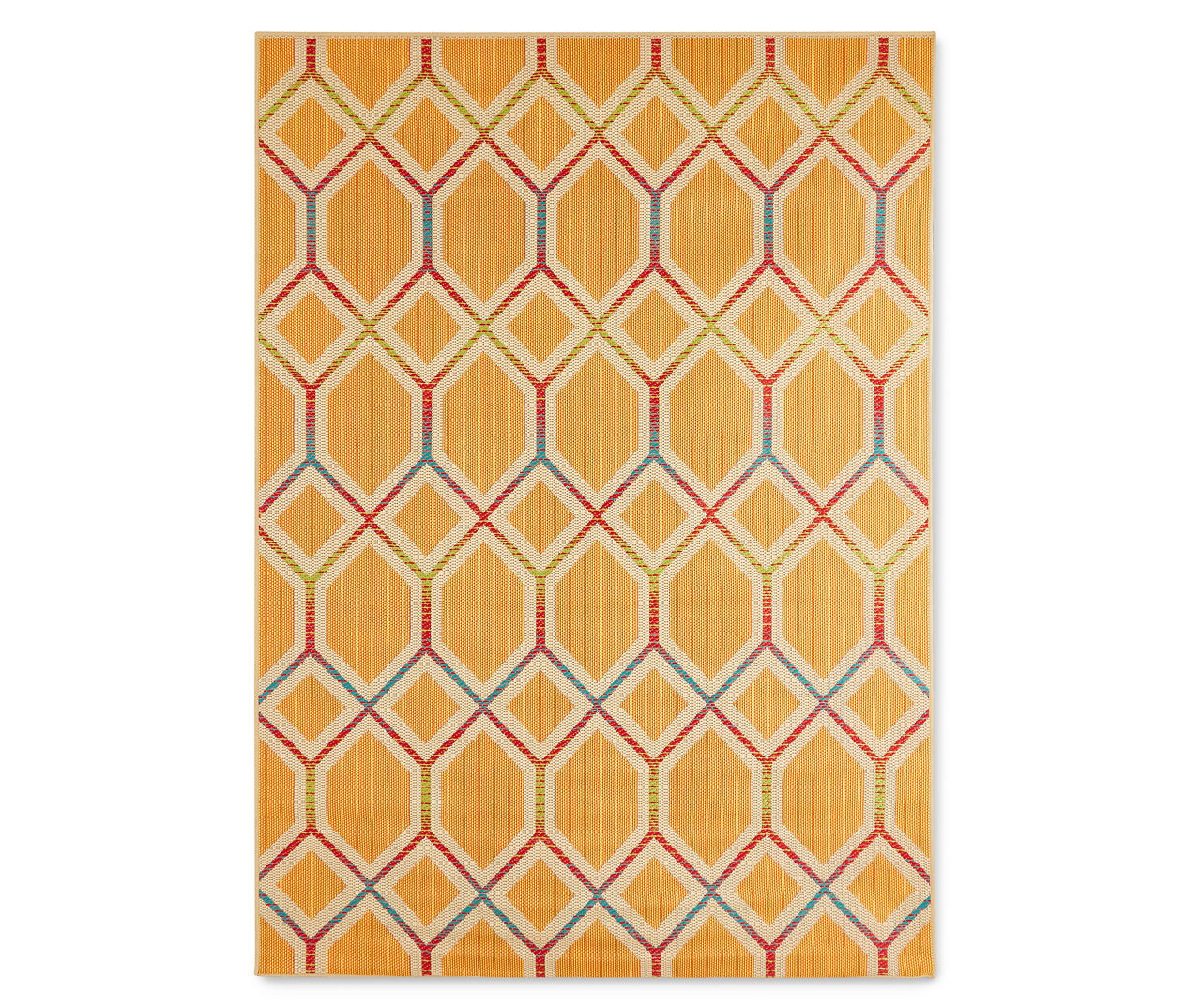 Wilson & Fisher Orange Geometric Woven Indoor/Outdoor Rug Big Lots