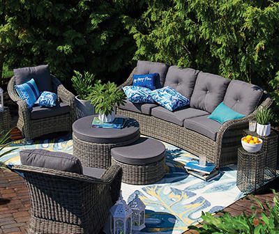 Wilson Fisher Broadmoor All Weather Wicker Cushioned Patio Sofa Big Lots - Round Patio Table And Chairs Big Lots