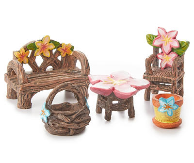 Fairy Garden Flower Furniture, 5-Piece Set