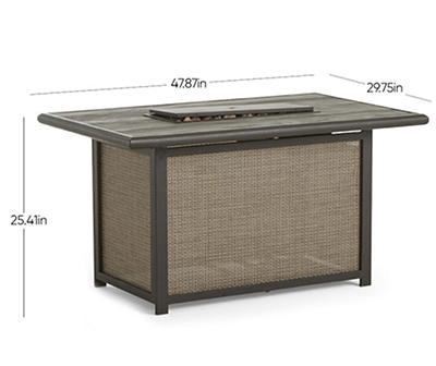 Eagle Brooke Wood Look Concrete Top Gas Fire Pit Table, (48" x 30")