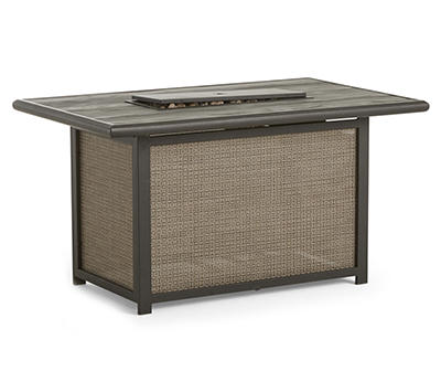 Eagle Brooke Wood Look Concrete Top Gas Fire Pit Table, (48" x 30")