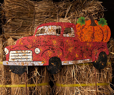 Red Distressed Retro Truck 3-in-1 Wall & Yard Decor