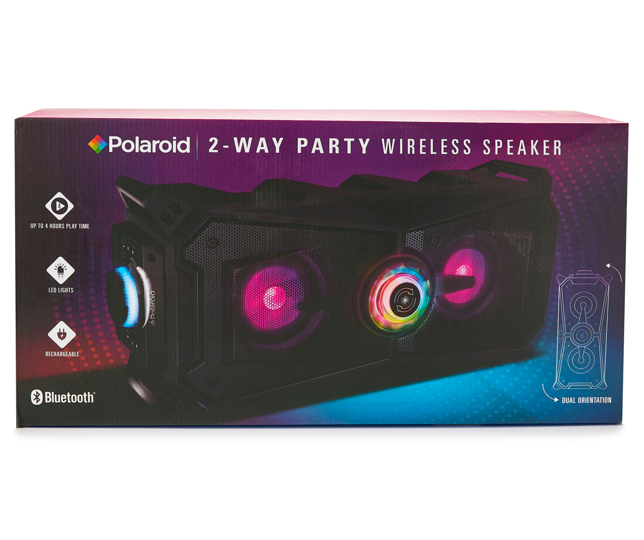 Polaroid Portable Double Barrel LED Bluetooth Speaker