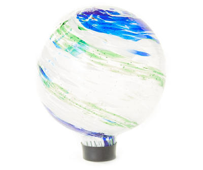 8" Blue & Green Swirl Glow-in-the-Dark Glass Gazing Ball