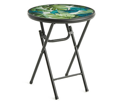 Real Living Glass Top Folding Side Table