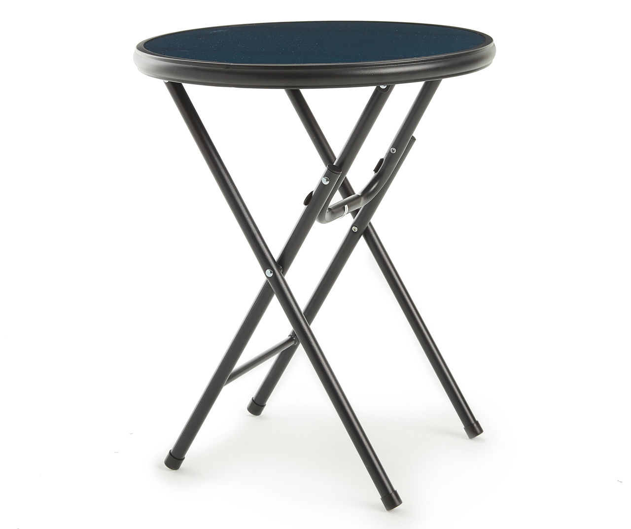 Wilson & Fisher 18" Blue Glass Top Folding Side Table Big Lots
