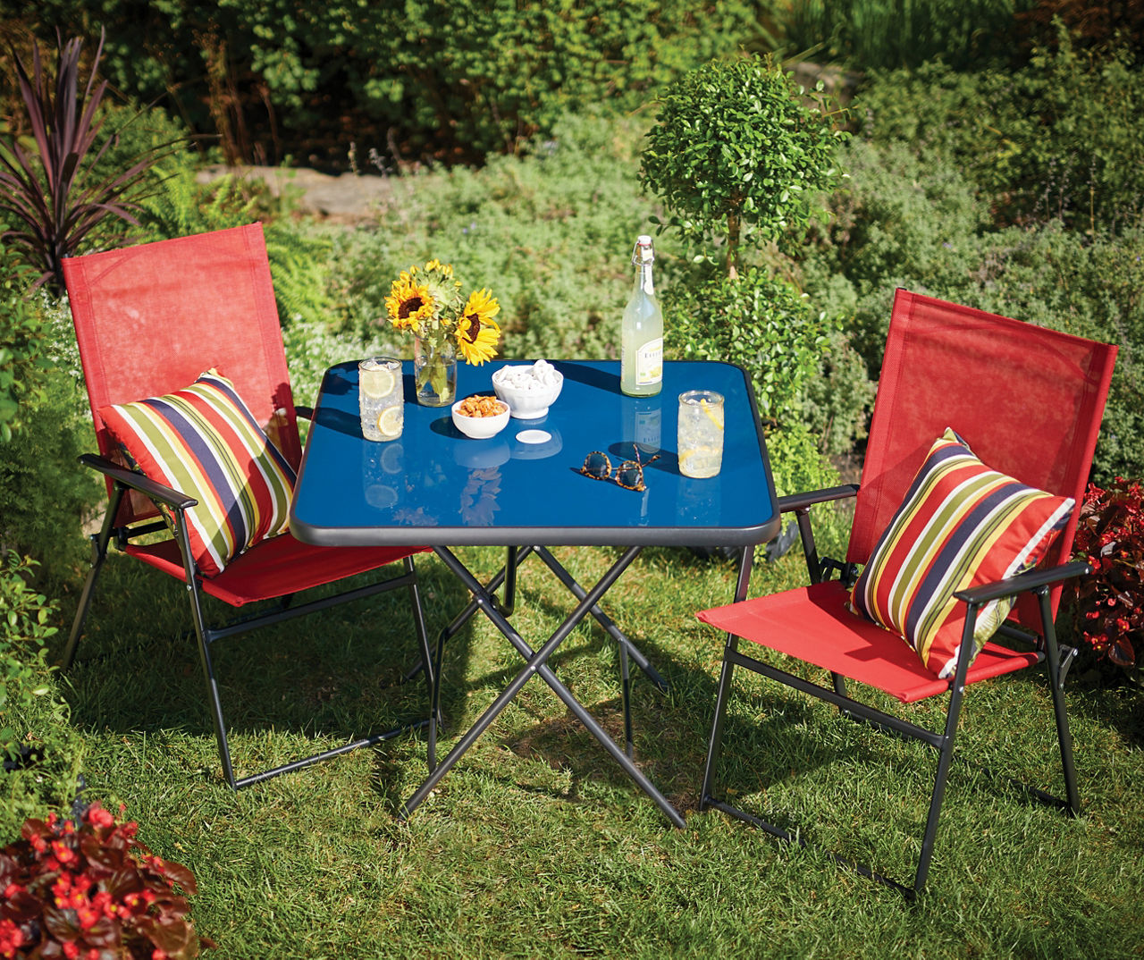 Red sling deals patio chairs