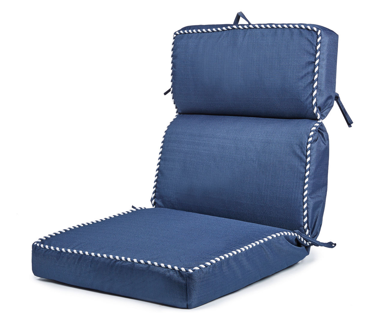 Navy Blue Linen High-Back Outdoor Chair Cushion