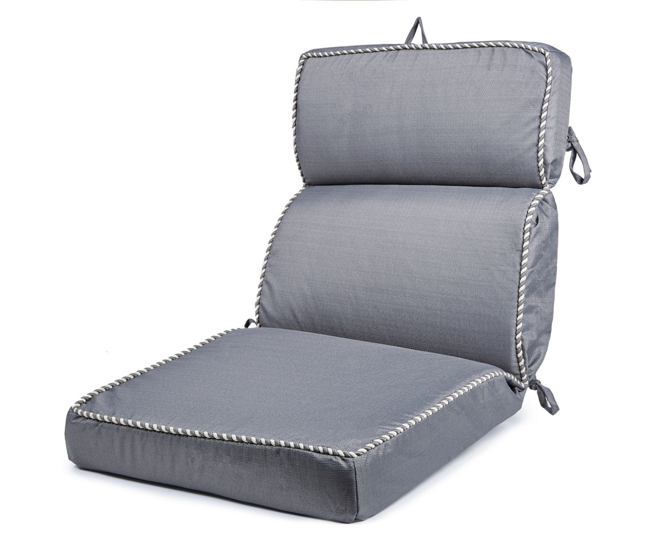 Gray Linen High-Back Outdoor Chair Cushion