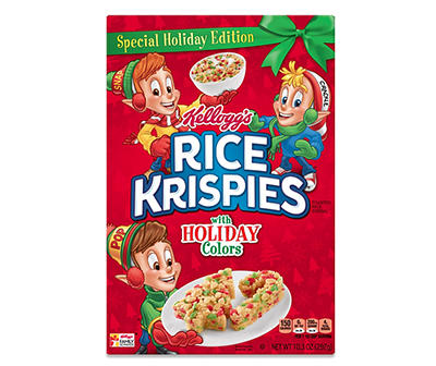 Kellogg's Rice Krispies Cold Breakfast Cereal, Original with Holiday Colors, 10.3 oz