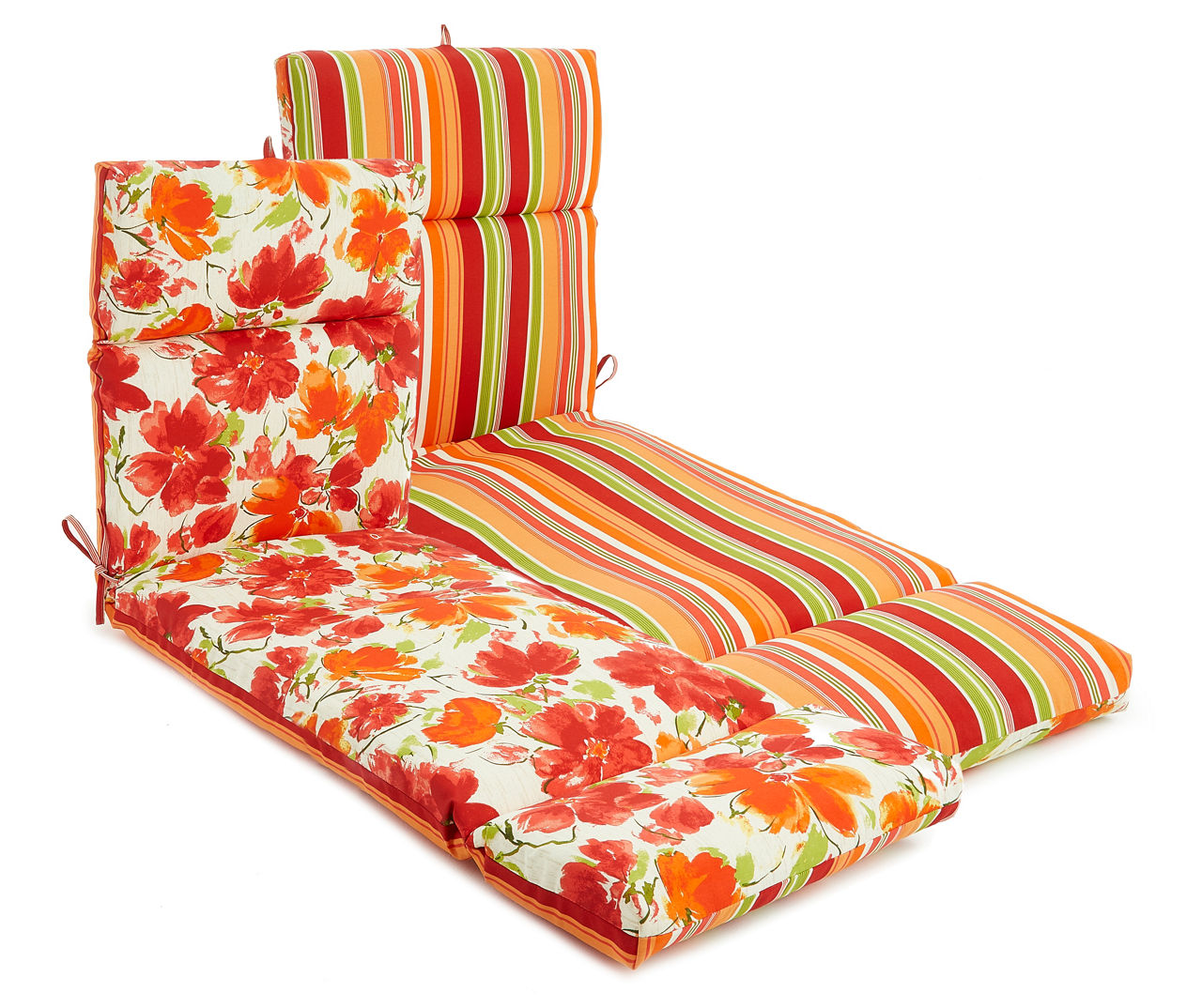 Marcia Watercolor Floral Stripe Reversible Outdoor Chaise