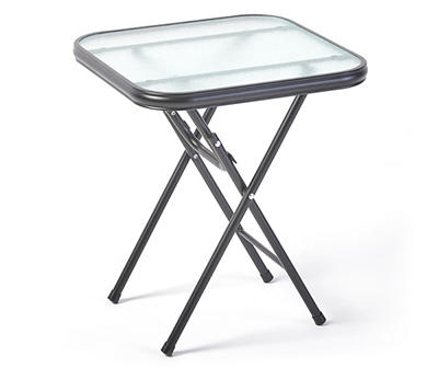 16" Square Glass Top Folding Side Table
