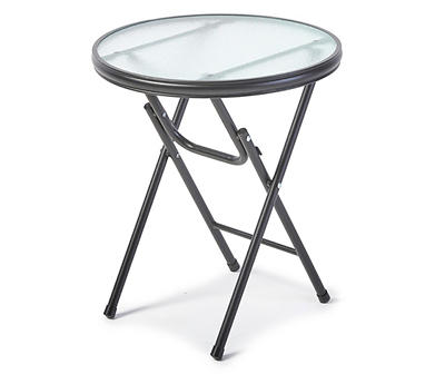 16" Round Glass Top Folding Side Table