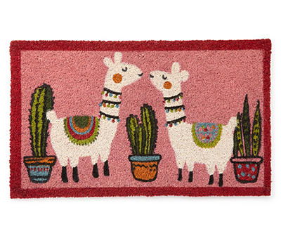 Pink Llamas Coir Outdoor Doormat, (18