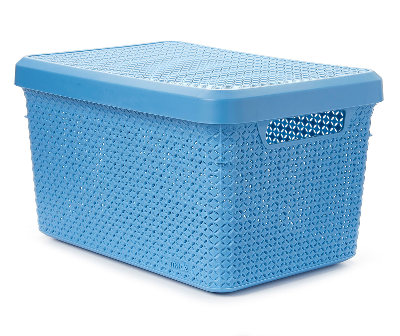 EZY Storage Blue Lapis 18-Quart Storage Basket with Lid
