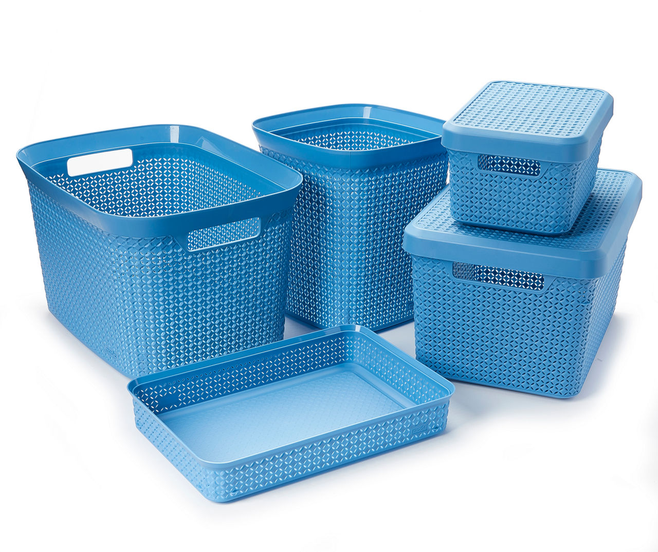 EZY Storage Blue Lapis 18-Quart Storage Basket with Lid