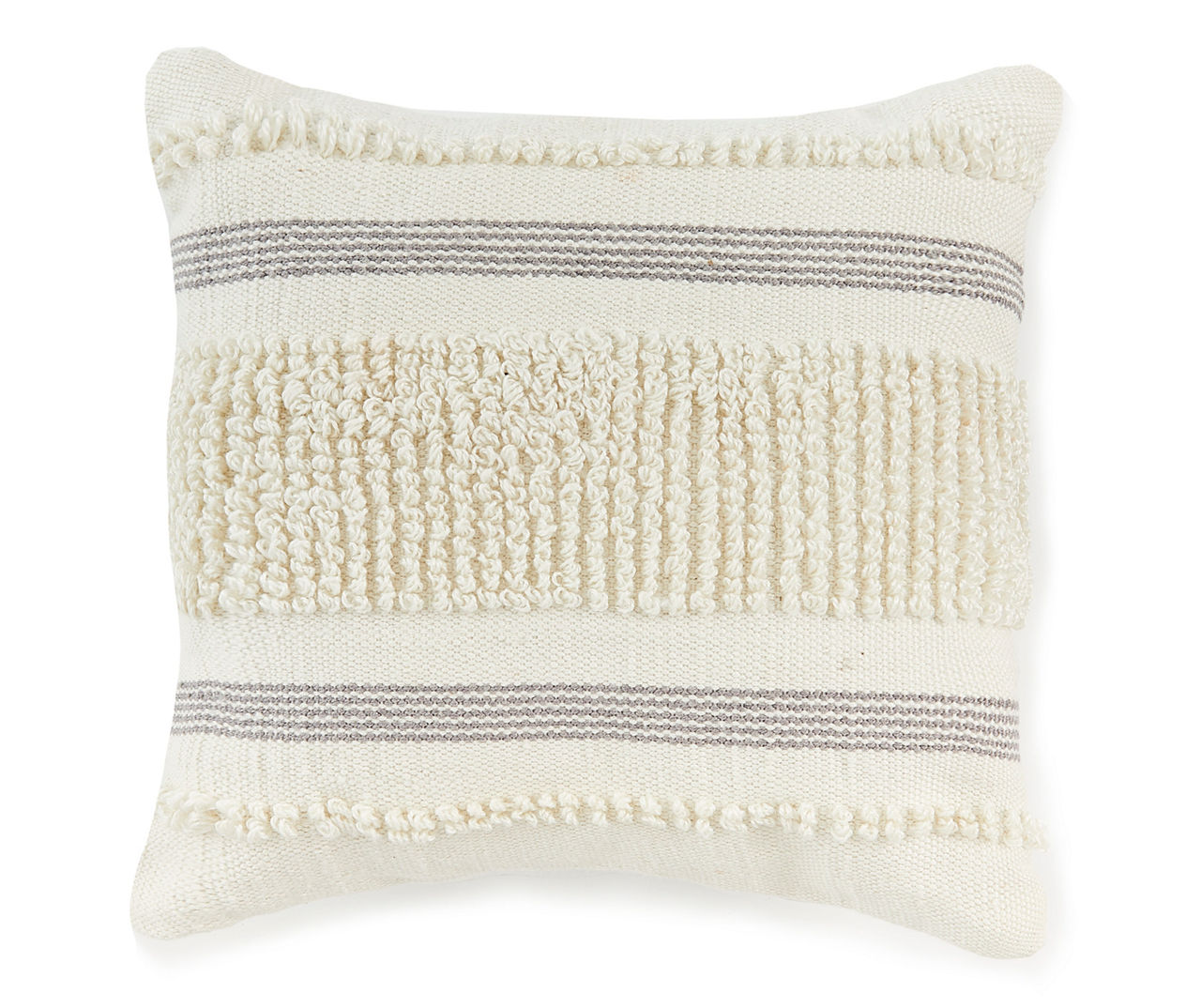 Broyhill White & Tan Woven Dot Stripe Throw Pillow