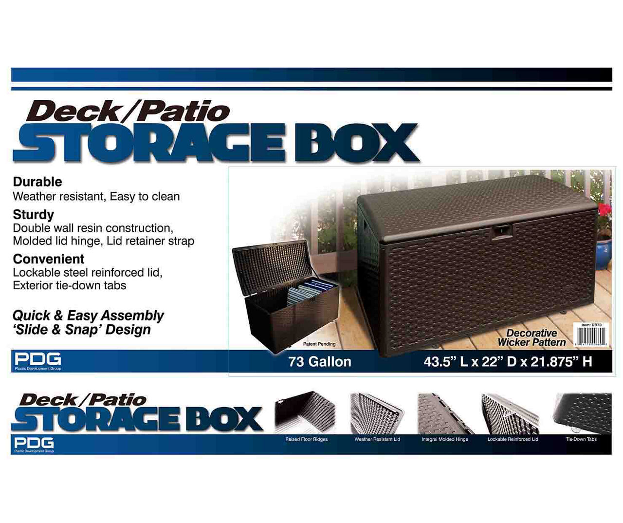 Dropship Outdoor Storage Box, 113 Gallon Wicker Patio Deck Boxes