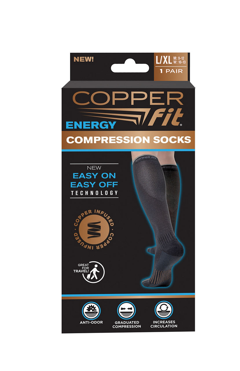 As Seen On TV Copper Fit Energy Black Large/XL Compression Socks | Big Lots