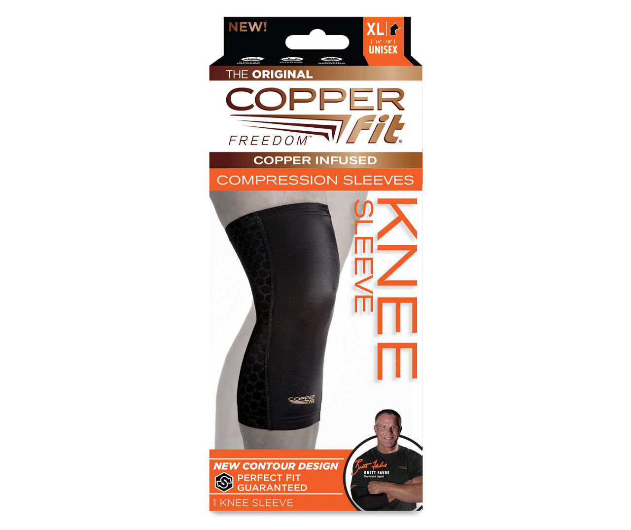 1 COPPER PLUS FIT UNISEX ZIPPERED COMPRESSION KNEE SLEEVE 1 Pack Free Shipping 
