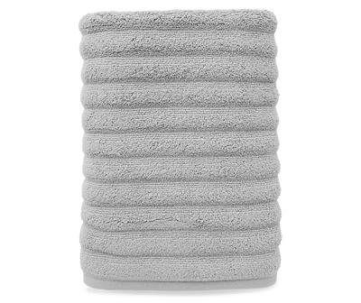Monument Gray Textured Stripe Bath Towel
